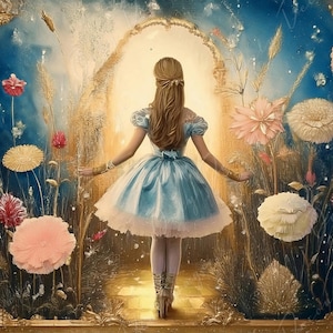 Alicia en el país de las maravillas - Papel de decoupage grande - 6 tamaños - Golden Hour Wonderland