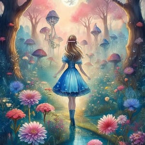 Carta da decoupage grande - Alice da favola - 6 opzioni di formato - Fiori pastello - Forrest