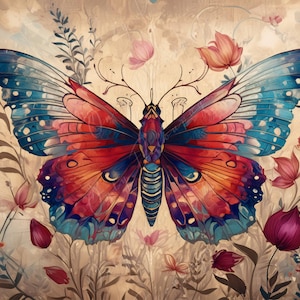 Papel de decoupage grande para muebles - Mariposa - Papel de arroz - Papel de decoupage - Floral