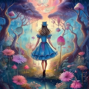 Fairytale Alice - Carta Decoupage Grande - 6 Opzioni di Dimensioni - Fiori Pastello