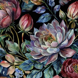 Decoupage Paper Floral - Rice Paper for Furniture - Dark Background - Spring Flowers