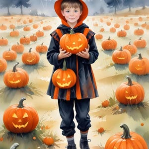Large Decoupage Paper for Furniture - 6 Size Options - Halloween Collection - Pumpkin Field