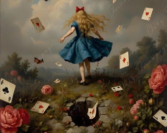 Wonderland Alice - Groot decoupagepapier voor meubels - 6 formaatopties - konijnenhol