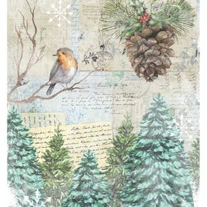 Grand papier de découpage - Collection de Noël - Oiseau - Cône - 6 tailles au choix