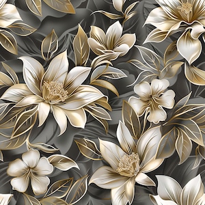 Papier de découpage floral - motif répétitif - 6 options de taille - jaune blanc
