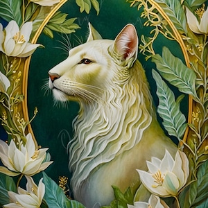 Large Decoupage Paper for Furniture - White Lion - Rice Paper - Decoupage Paper - White Flowers