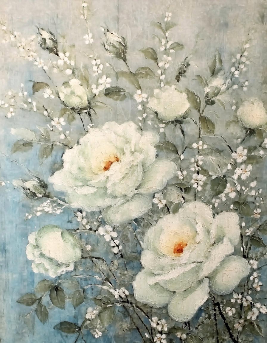 White Roses - Large Decoupage Paper - Rice Paper Decoupage for Furniture - Still Life - Floral Decoupage