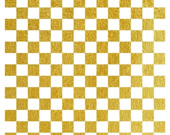 NEW! Gold Metal Leaf Decoupage Paper - A3 Size - Rice Paper with Gold Foil - Checkered Pattern