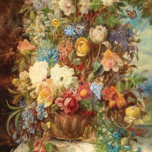 Carta da Decoupage di Grandi Dimensioni per Mobili - Fiori - Pittura a Olio - Carta di Riso per Decoupage