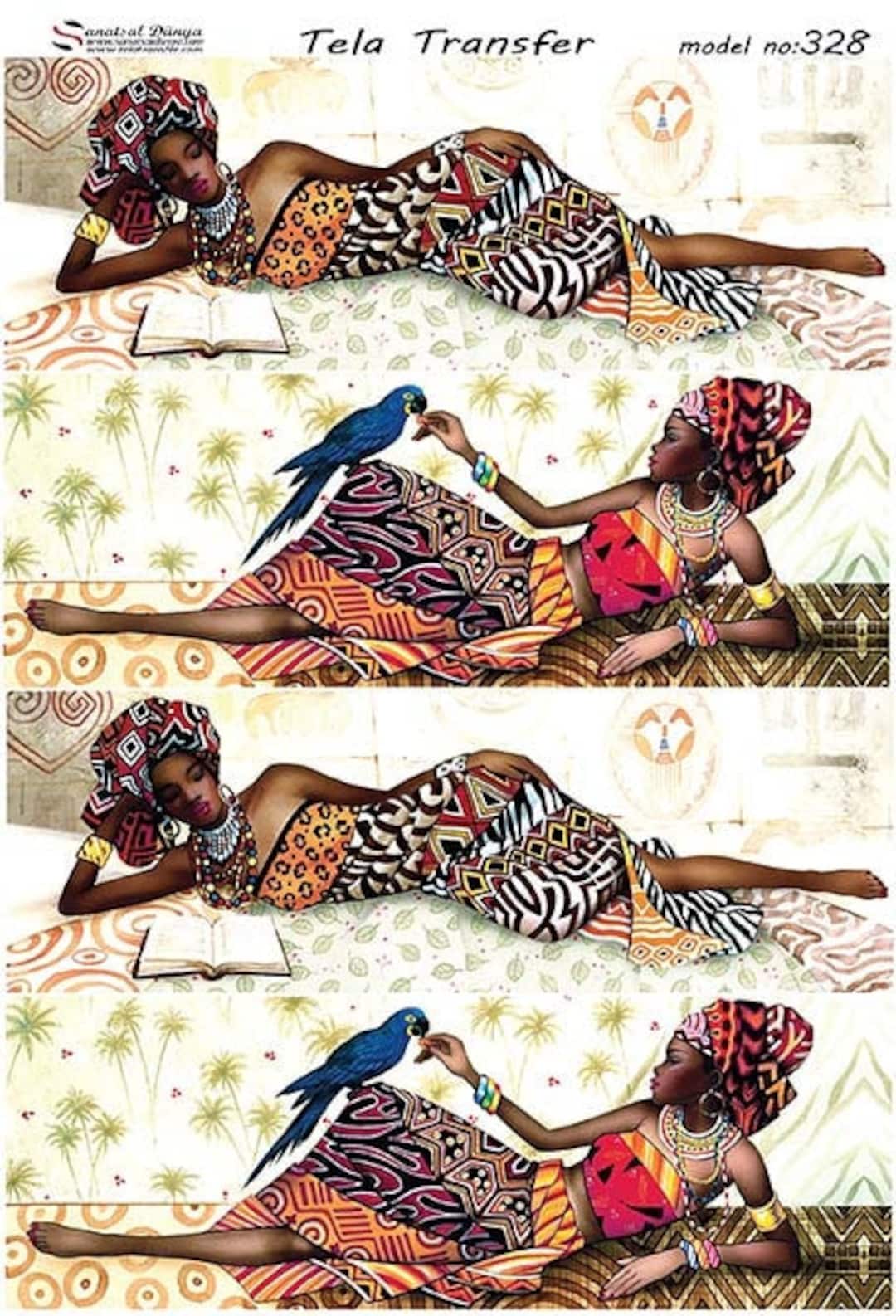 African Women Decorative Decoupage Paper for Furniture Large Size