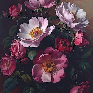 NEU! Großes Decoupage Papier für Möbel - 7 Größen Optionen - Crimson Chiaroscuro