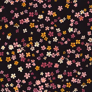 Papel floral para decoupage - Patrón repetitivo - 6 tamaños - Negro - Pequeña margarita