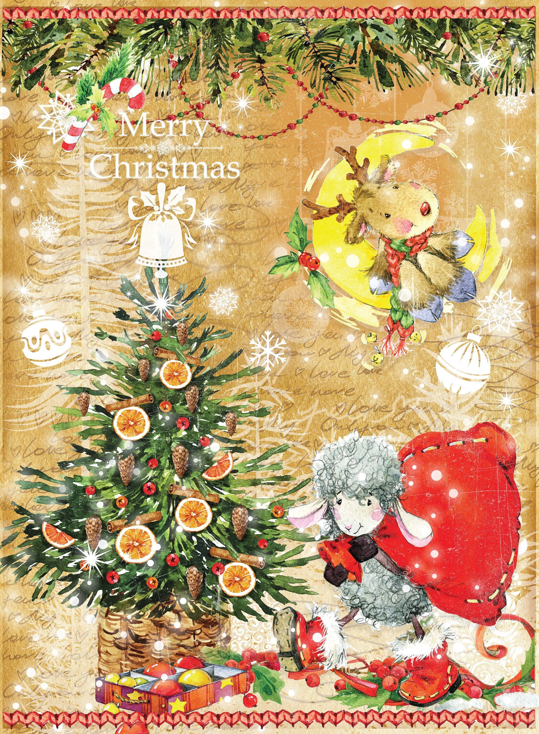 Carta Di Riso Alberi Di Natale - Fogli Decoupage 29.2x40.6cm Per Lavoretti Carta Di Riso Alberi Natale Decoupage Craft 36gsm - 10