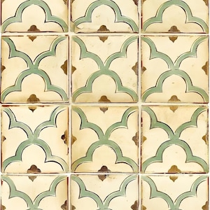 Modello di piastrelle - Carta decorativa per decoupage - per mobili - Opzioni di grandi dimensioni [Beige Verde Marrone]