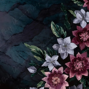 Decoupage Paper Floral - Rice Paper for Furniture - Dark Background - Spring Flowers
