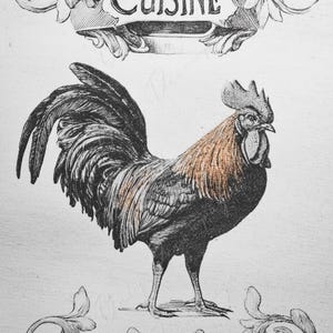 Large Decoupage Paper for Furniture - Monochrome Rooster - Rice Paper - Decoupage Paper