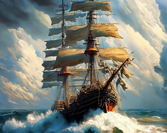 Barcos de vela - Papel para decoupage de muebles - Papel de arroz grande - Papel de arroz para decoupage - Olas del océano