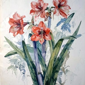 Papel para decoupage de muebles - 7 tamaños - Arte botánico - Decoupage floral rojo - Acuarela