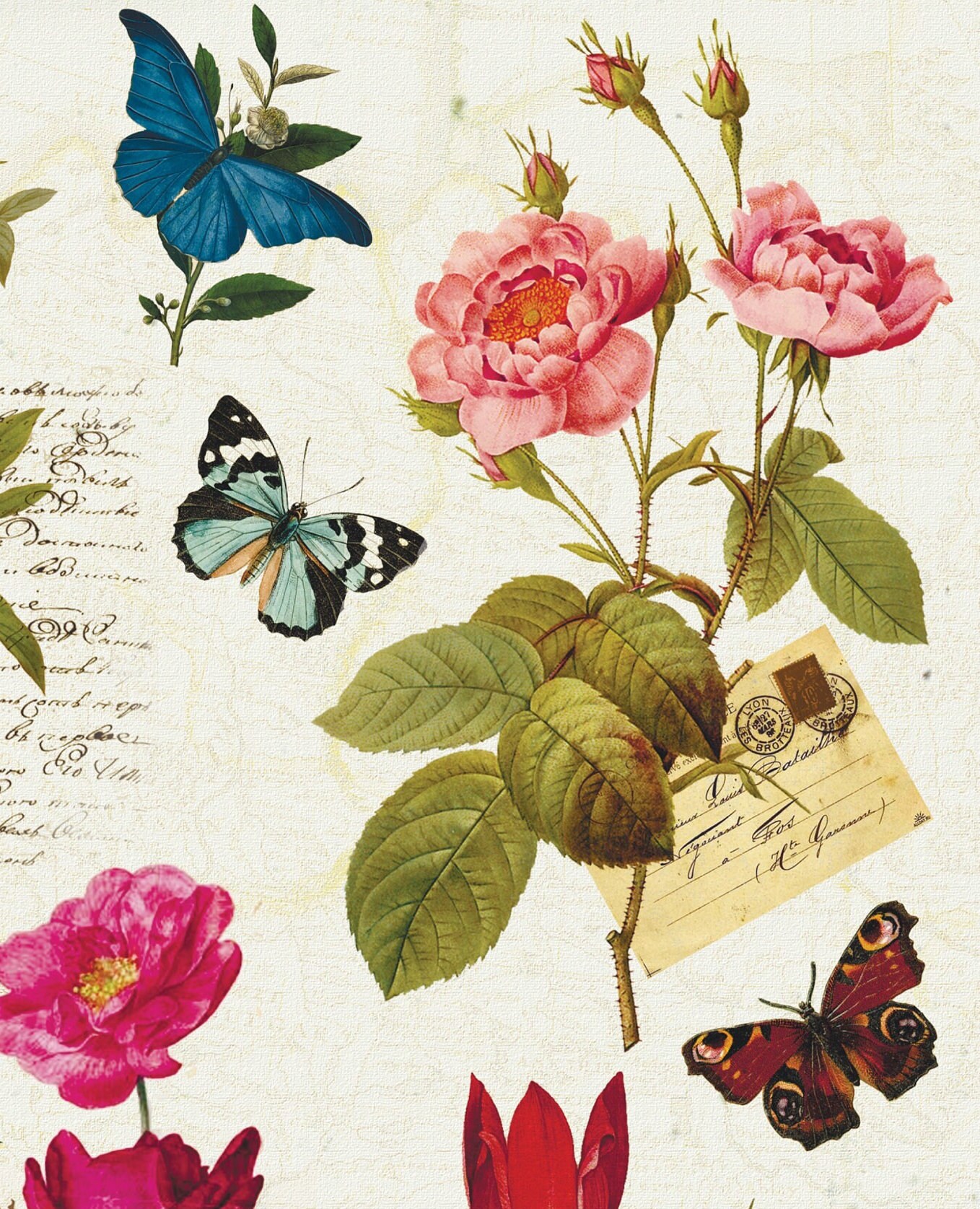 Spring Decopauge Spring Flowers Vintage Decoupage Paper - Decoupage Art - Large Size ...