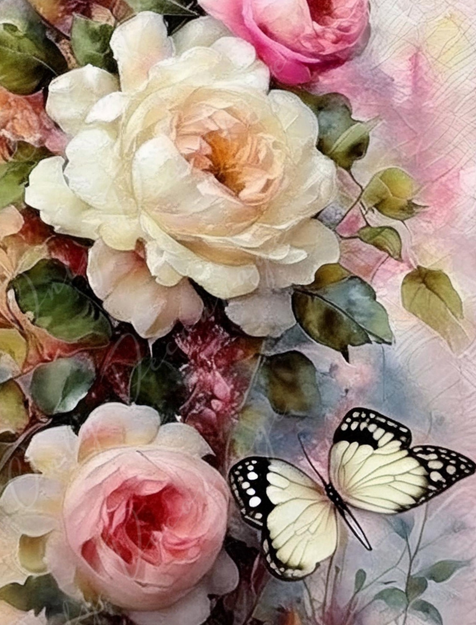 Roses - Large Decoupage Paper - Rice Paper Decoupage for Furniture ...