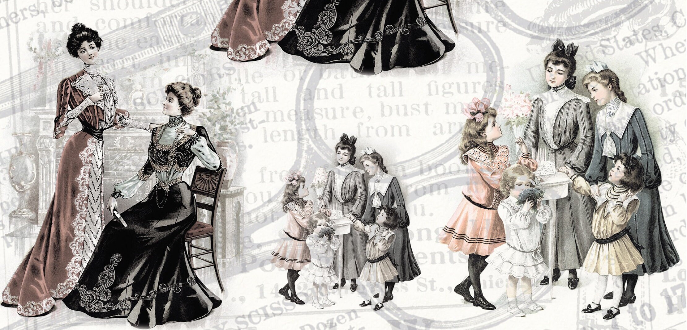 Victorian Ransfers Victorian Family Decoupage Paper - Decoupage Art - Large Size Rice ...