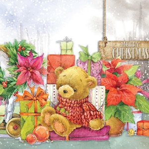 Christmas Santa Caribou - teddybeer - beste kerstman - cadeau - decoratief kerstpapier - knipvel voor meubels - groot formaat opties