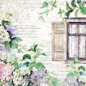Vintage Floral Pattern - Decorative Decoupage Paper - for Furniture - Large Size Options [ White Purple Green ]