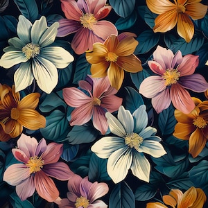Papel floral para decoupage - Patrón repetitivo - 6 tamaños - Naranja - Lirio blanco