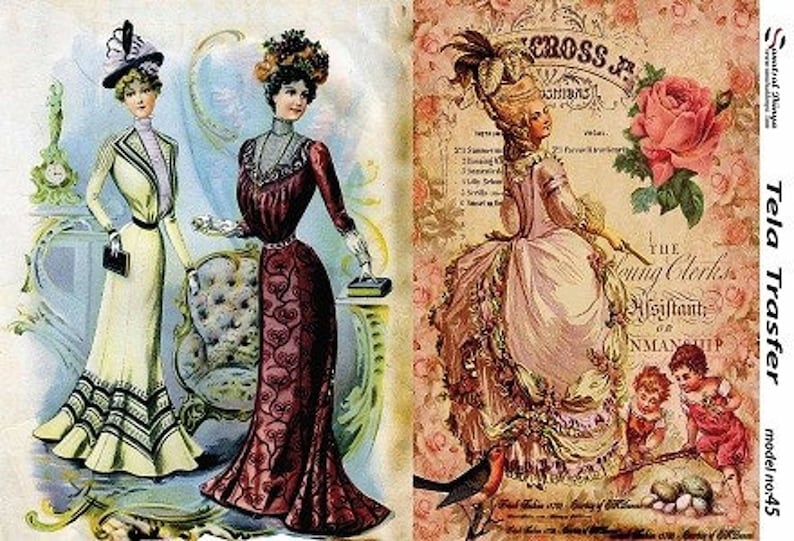 Abiti vintage - Donna - Carta decorativa per decoupage - per mobili - Ampia scelta di formati [Colorati] immagine 1