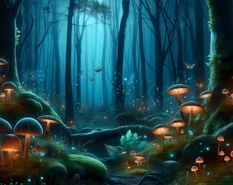 Mysterious Forest - Dark Decoupage Paper - Rice Paper Decoupage - Mushrooms
