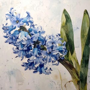 Papel de decoupage para muebles - 7 tamaños - Arte botánico - Flor de jacinto azul pastel