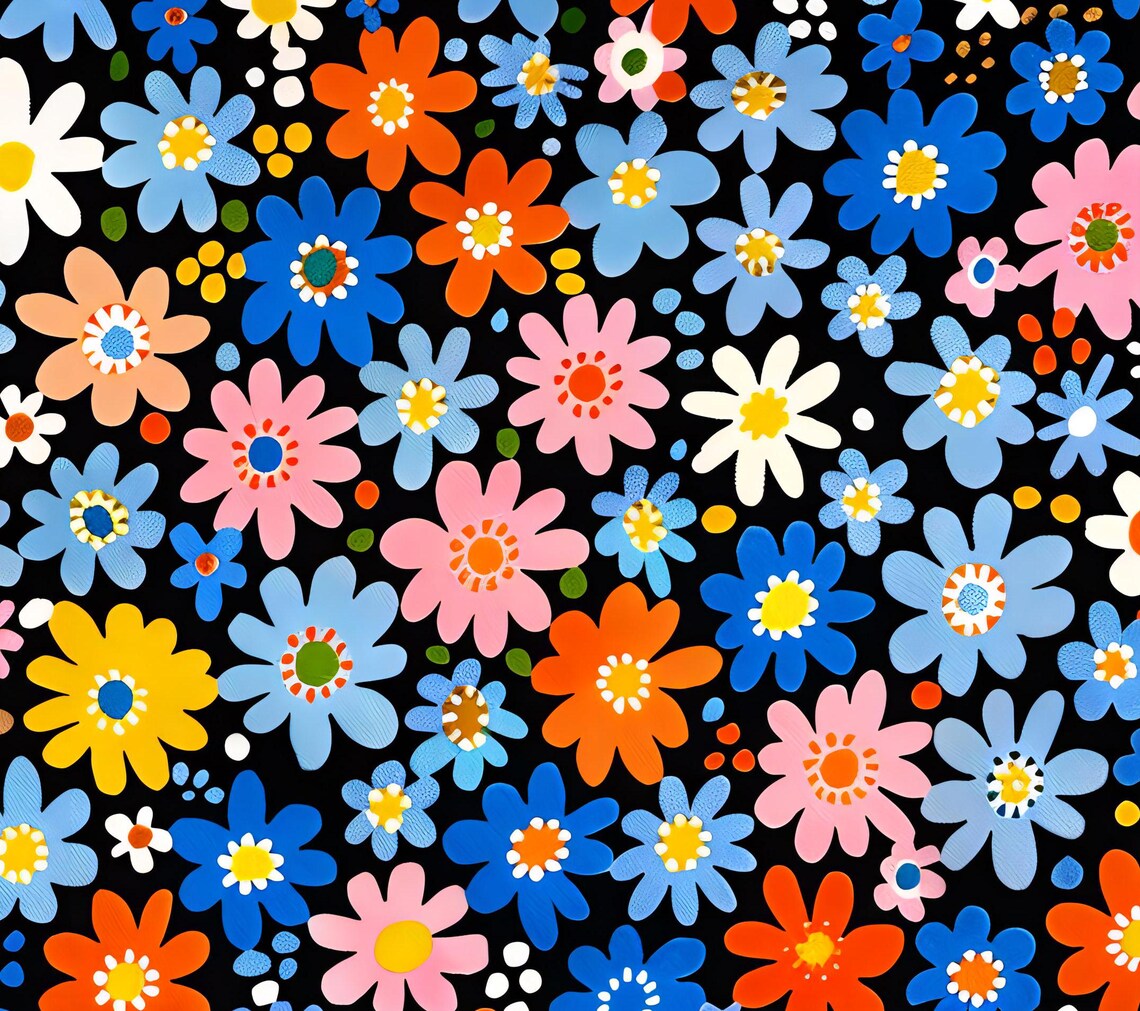 Paper Repeating Pattern Decoupage Paper - Repeating Pattern - 6 Size Options - Colorful Daisy ...