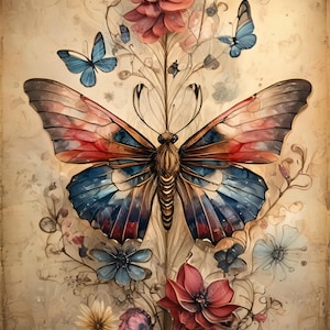 Large Decoupage Paper for Furniture - Butterfly - Rice Paper - Decoupage Paper - Spring Flowers