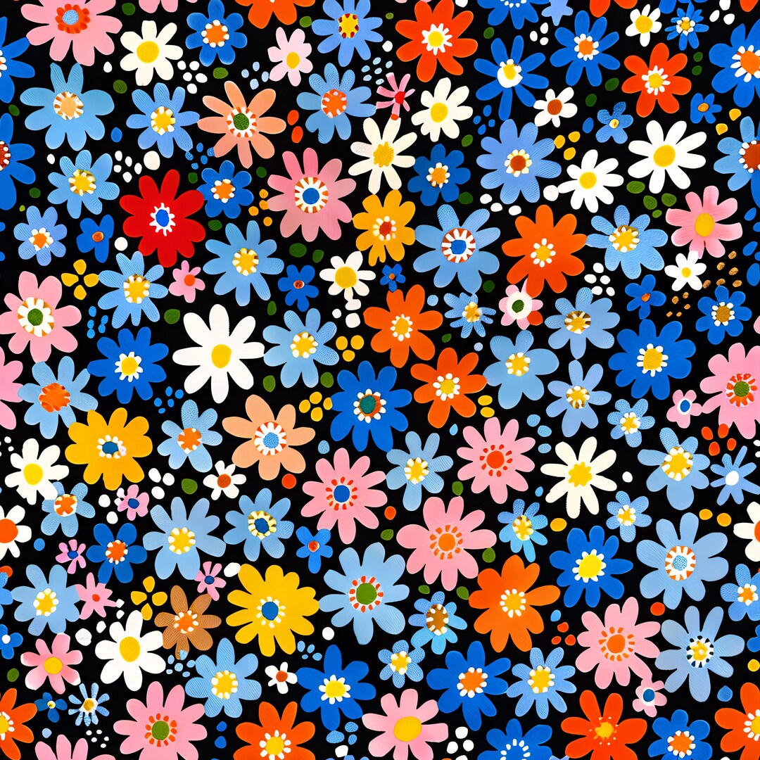 Paper Repeating Pattern Decoupage Paper - Repeating Pattern - 6 Size Options - Colorful Daisy ...