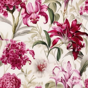 Decoupagepapier - herhalend patroon - 6 formaatopties - bordeaux bloemen
