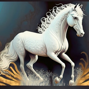 Caballo Blanco - Papel de Decoupage Grande para Muebles - Papel de Arroz - Papel de Decoupage - Galloper