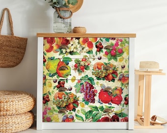 Czerwone owoce - grafy - sztuka decoupage'u w stylu vintage - papier ryżowy - decoupage mebli - duży format papieru ryżowego do decoupage'u