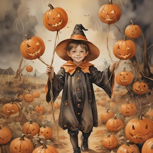 Large Decoupage Paper for Furniture - 6 Size Options - Halloween Collection - Little Boy
