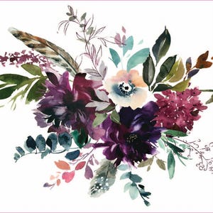 Watercolor Flowers - Furniture Transfer - Easy  Decor Transfer - Furniture Upcycling - Green - Red