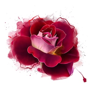 Red Rose - Watercolor Floral Rice Paper - Vintage Decoupage Paper for Furniture - Large Flowers Decoupage Paper