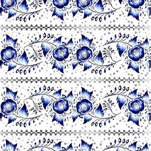 Floral Pattern - Decorative Decoupage Paper - for Furniture - Large Size Options [ Blue White ]