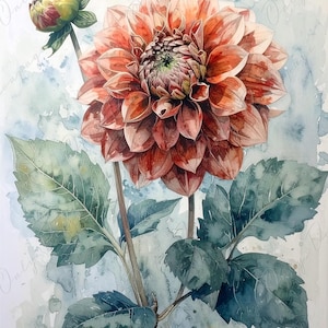 Dalia Roja - Papel de decoupage para muebles - 7 tamaños - Arte Botánico