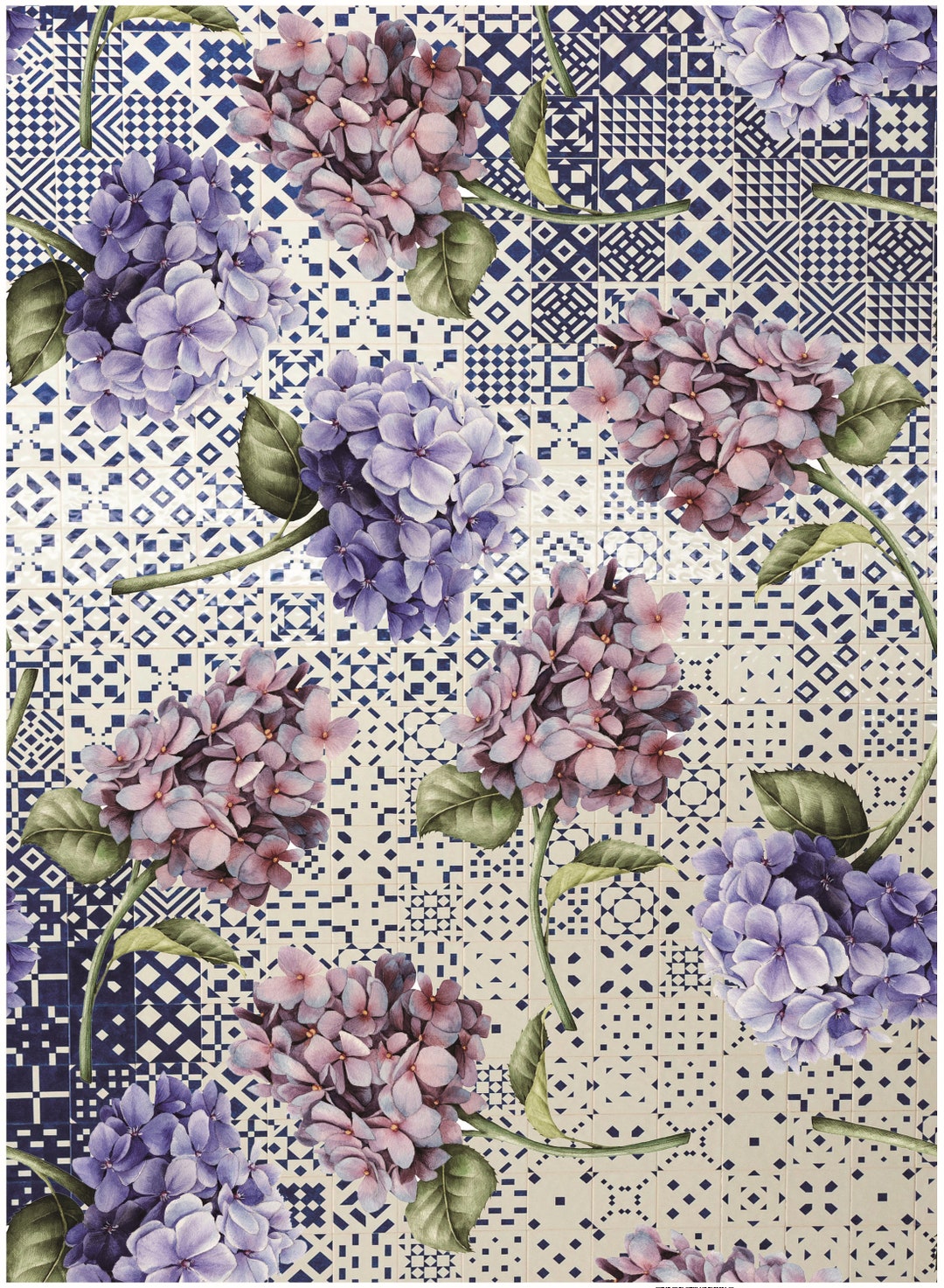Hydrangea Rice Paper Authentic Pattern Hydrangea - Large Decoupage for Furniture - Rice ...