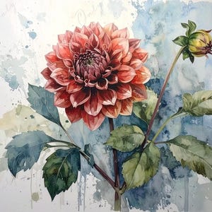 Dalia Roja - Papel de decoupage para muebles - 7 tamaños - Arte Botánico
