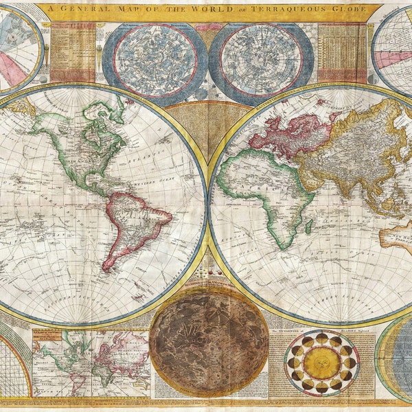 Mapa del Viejo Mundo - Papel de Arroz Grande para Decoupage - Decoupage de Muebles - Decoupage Vintage - Papel para Decoupage