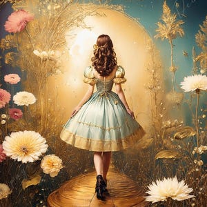 Papel de decoupage grande - Alicia en el país de las maravillas - 6 tamaños - Golden Hour Wonderland