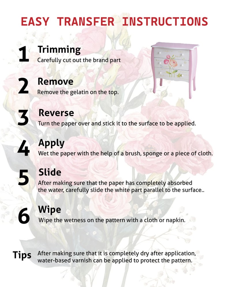 Easy Furniture Transfer Decor Transfer Furniture Upcycling Floral