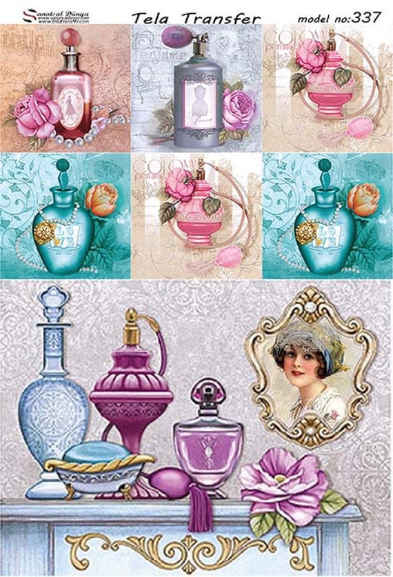 Colorful Perfume Bottle Decorative Decoupage Paper 3 PCS Etsy