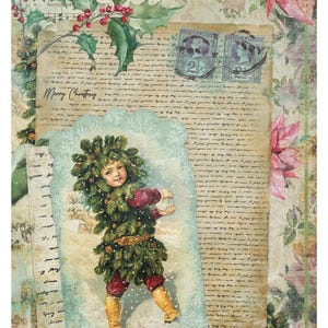 Coleção de Natal - Papel Decoupage Grande - 6 Opções de Tamanho - Cartão Postal de Carta