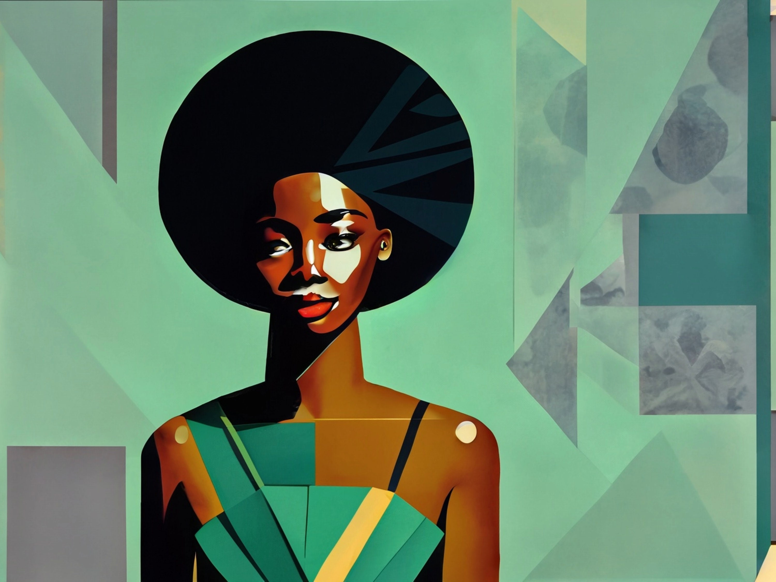 Afro Woman - Decoupage Paper - Decoupage for Furniture - Large Size Rice Paper - Vintage Decoupage - Greeny Cubic